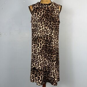 Alfani Womans Sz 14P Dress Leopard Print  Dress Pink‎ Black Sheath Sleeveless